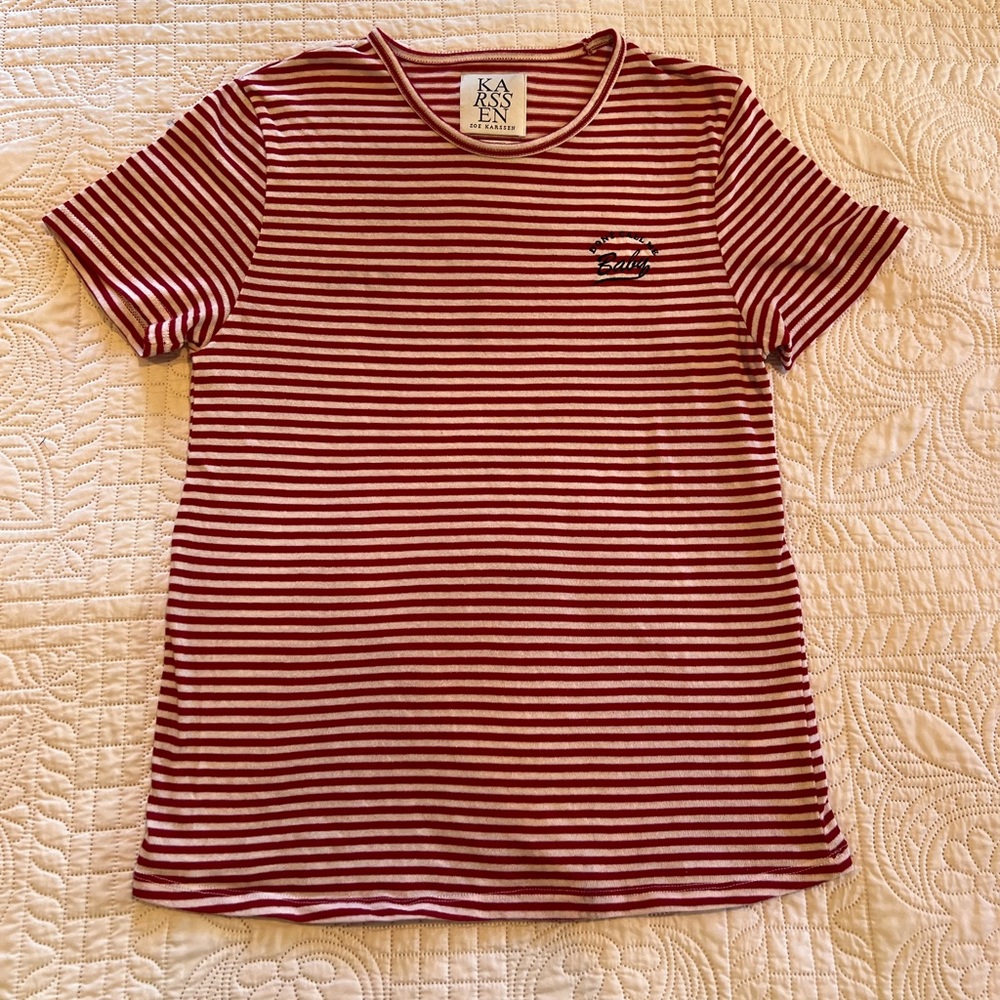 Zoe Karssen FW 2017 t-shirt - super soft - red / white striped - size m